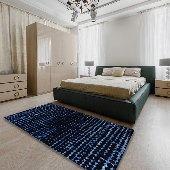 Machine Washable Abstract Black Rug in a Bedroom, wshabs4526