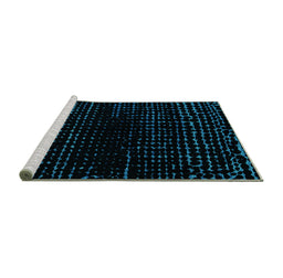 Sideview of Machine Washable Abstract Turquoise Modern Area Rugs, wshabs4526turq
