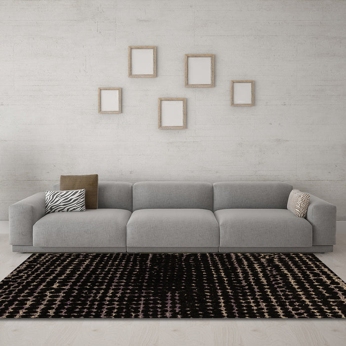 Machine Washable Abstract Brown Modern Rug in a Living Room,, wshabs4526brn