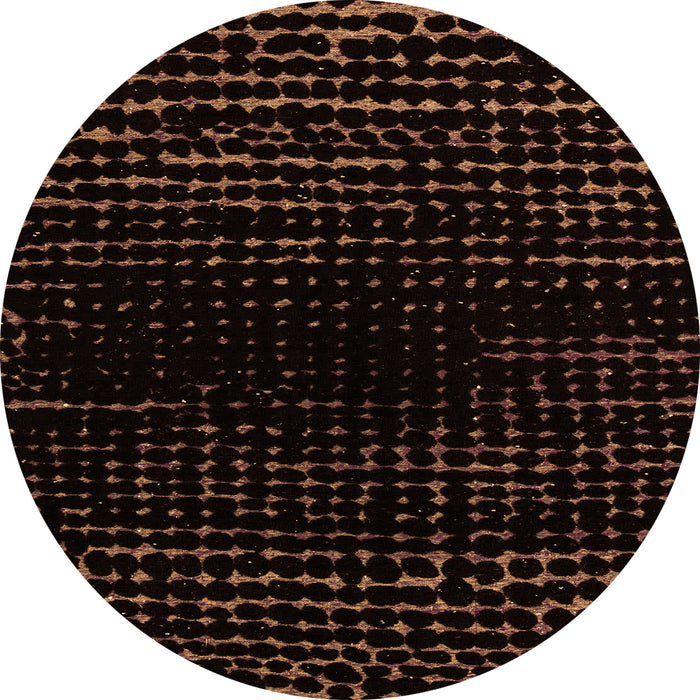 Round Machine Washable Abstract Orange Modern Area Rugs, wshabs4526org