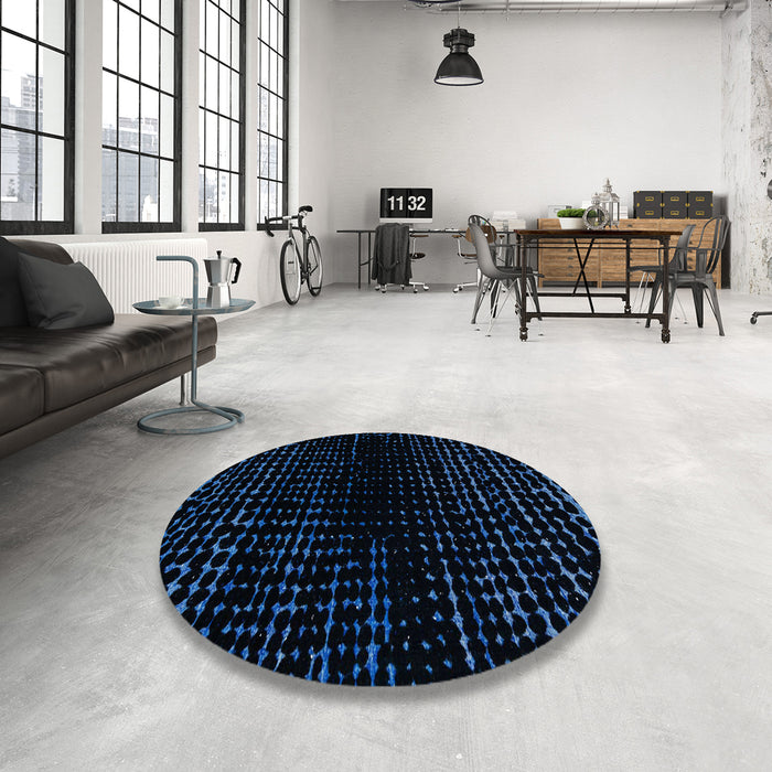 Round Abstract Black Modern Rug in a Office, abs4526