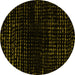 Round Abstract Yellow Modern Rug, abs4527yw