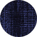 Round Abstract Blue Modern Rug, abs4527blu