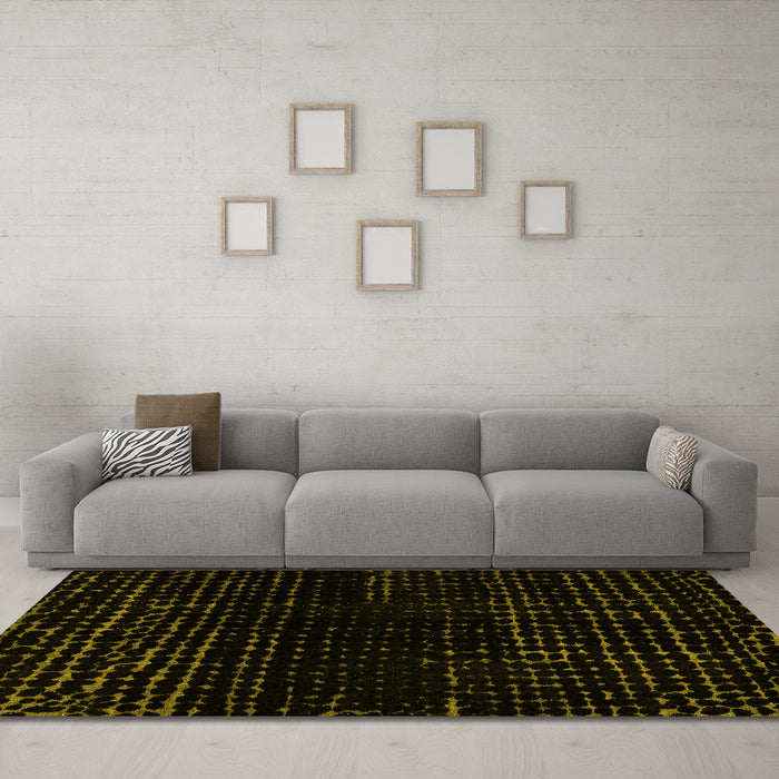 Machine Washable Abstract Yellow Modern Rug in a Living Room, wshabs4527yw