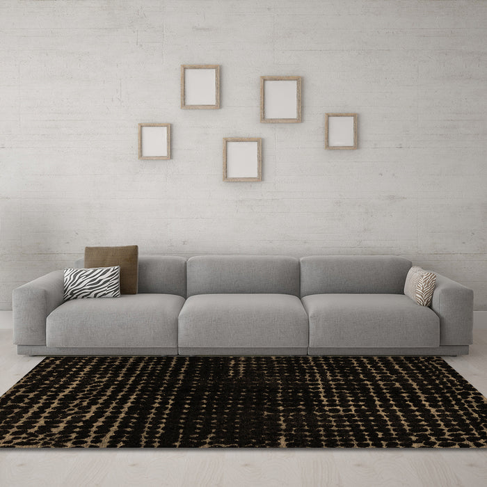 Machine Washable Abstract Brown Modern Rug in a Living Room,, wshabs4527brn