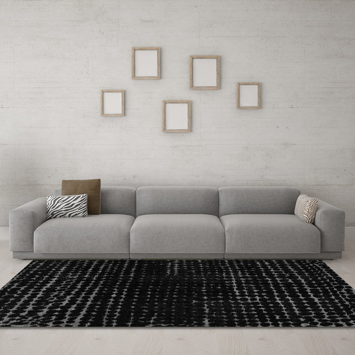 Machine Washable Abstract Gray Modern Rug in a Living Room,, wshabs4527gry