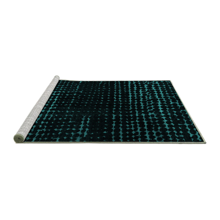Sideview of Machine Washable Abstract Turquoise Modern Area Rugs, wshabs4527turq