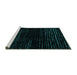 Sideview of Machine Washable Abstract Turquoise Modern Area Rugs, wshabs4527turq