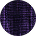 Round Machine Washable Abstract Purple Modern Area Rugs, wshabs4527pur