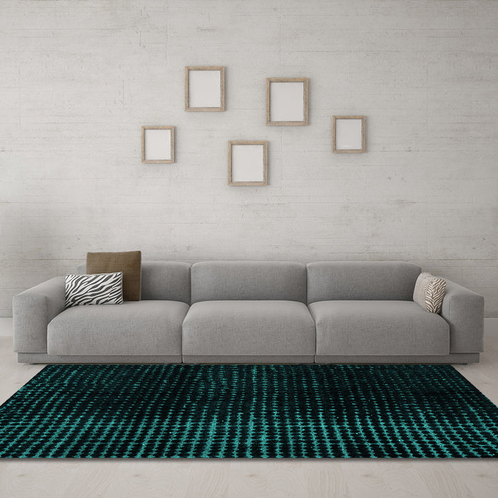 Machine Washable Abstract Turquoise Modern Area Rugs in a Living Room,, wshabs4528turq