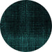 Round Abstract Turquoise Modern Rug, abs4528turq