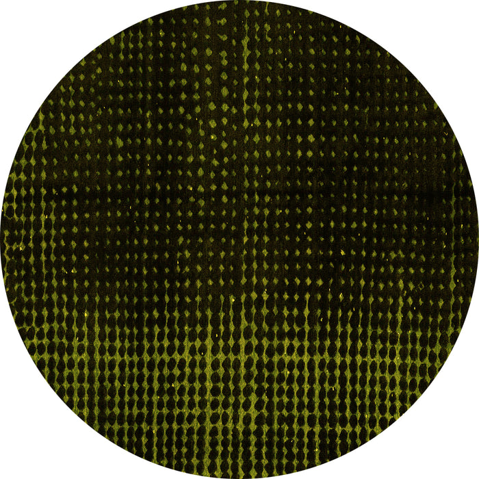 Round Abstract Yellow Modern Rug, abs4528yw