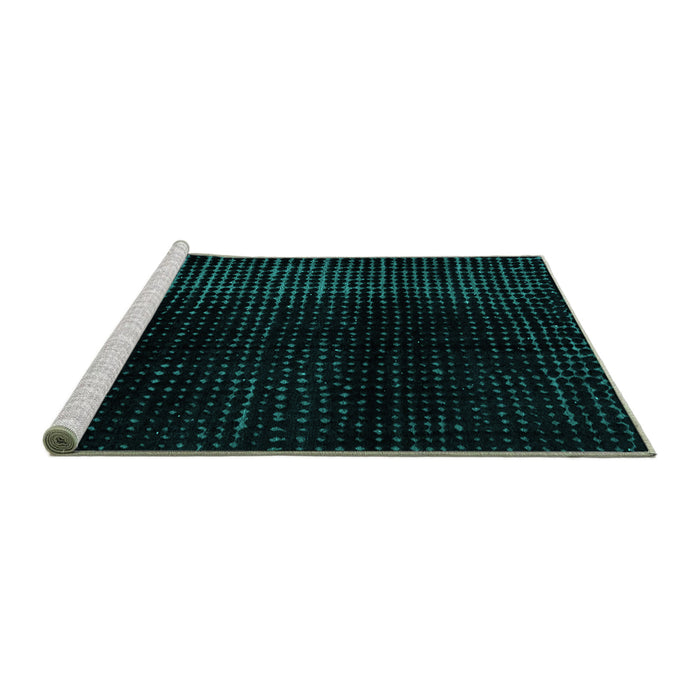 Sideview of Machine Washable Abstract Turquoise Modern Area Rugs, wshabs4528turq