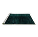 Sideview of Machine Washable Abstract Turquoise Modern Area Rugs, wshabs4528turq