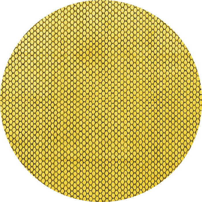 Round Machine Washable Solid Yellow Modern Rug, wshabs4529yw