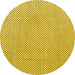 Round Machine Washable Solid Yellow Modern Rug, wshabs4529yw