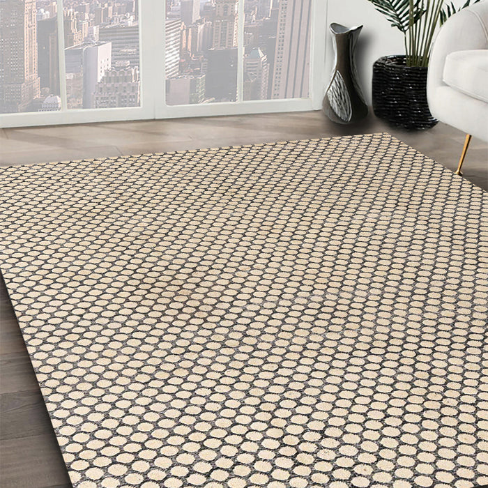 Abstract Deep Peach Orange Solid Rug in Family Room, abs4529