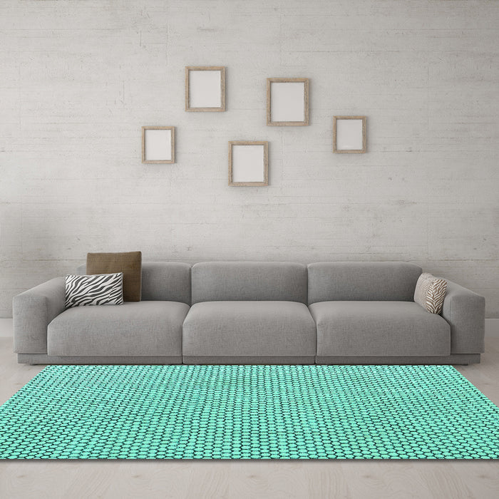 Machine Washable Solid Turquoise Modern Area Rugs in a Living Room,, wshabs4529turq