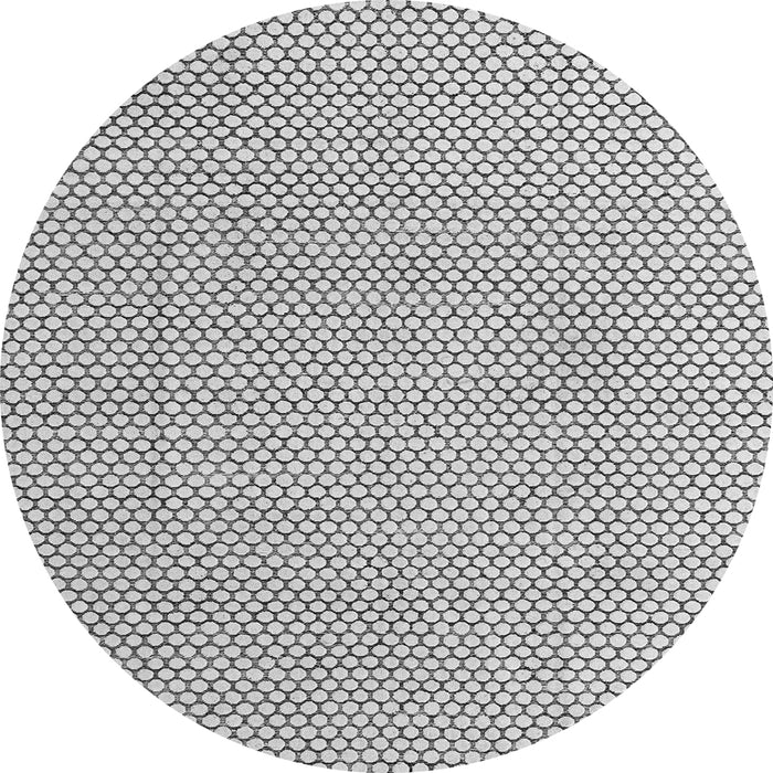 Round Machine Washable Solid Gray Modern Rug, wshabs4529gry