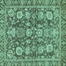 Square Machine Washable Oriental Turquoise Traditional Area Rugs, wshabs452turq