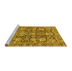 Sideview of Machine Washable Oriental Yellow Traditional Rug, wshabs452yw