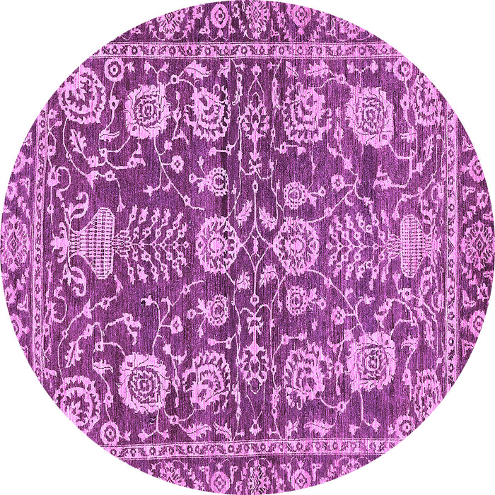 Round Machine Washable Oriental Purple Traditional Area Rugs, wshabs452pur