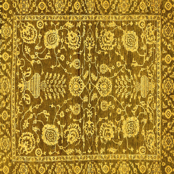 Square Machine Washable Oriental Yellow Traditional Rug, wshabs452yw