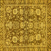 Square Machine Washable Oriental Yellow Traditional Rug, wshabs452yw