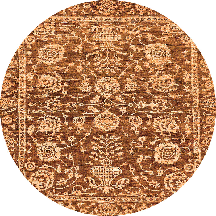 Round Oriental Orange Traditional Rug, abs452org