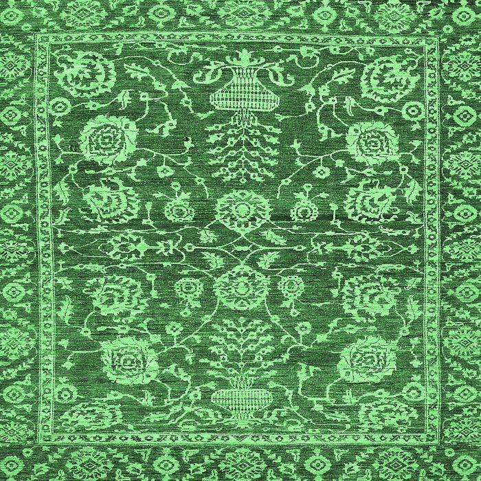 Square Machine Washable Oriental Emerald Green Traditional Area Rugs, wshabs452emgrn