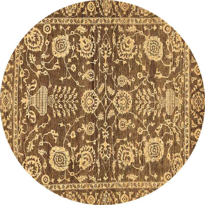 Round Oriental Brown Traditional Rug, abs452brn