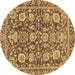 Round Oriental Brown Traditional Rug, abs452brn