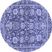 Round Oriental Blue Traditional Rug, abs452blu