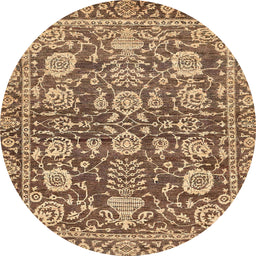 Round Machine Washable Abstract Dark Sienna Brown Rug, wshabs452