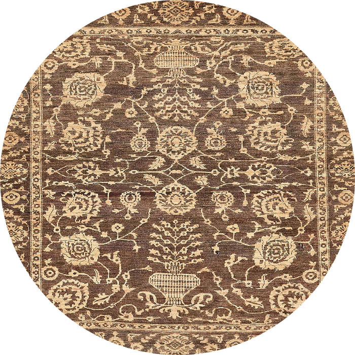 Round Machine Washable Abstract Dark Sienna Brown Rug, wshabs452