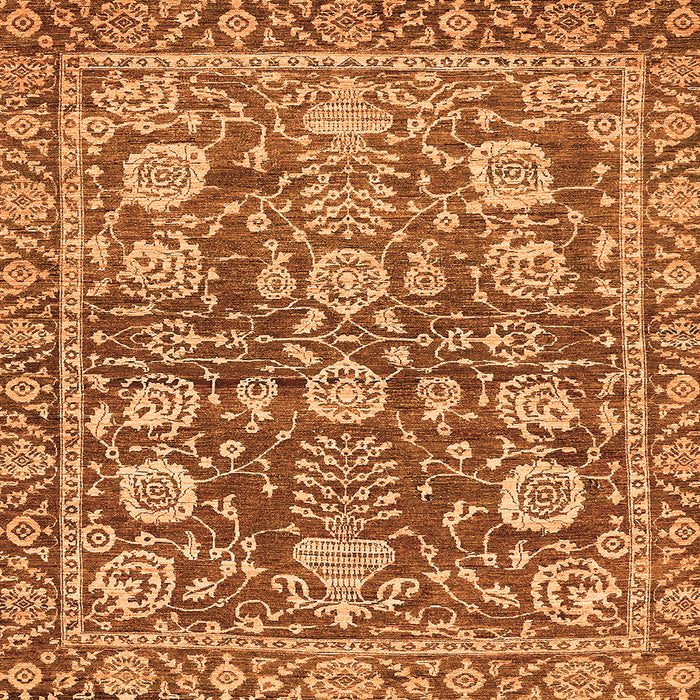 Square Oriental Orange Traditional Rug, abs452org