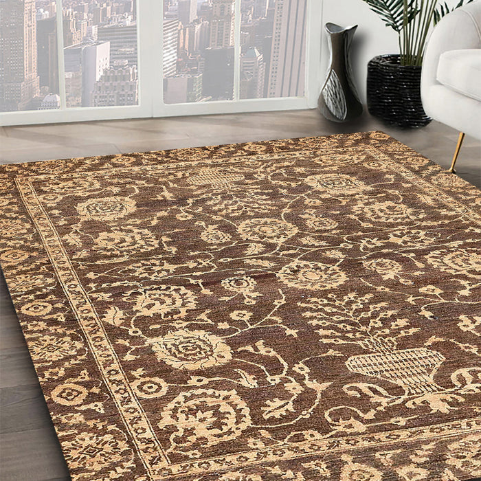 Machine Washable Abstract Dark Sienna Brown Rug in a Family Room, wshabs452