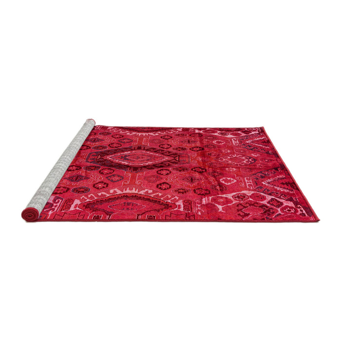 Sideview of Machine Washable Abstract Red Rug, wshabs4530