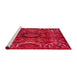 Sideview of Machine Washable Abstract Red Rug, wshabs4530