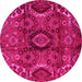 Round Machine Washable Southwestern Pink Country Rug, wshabs4530pnk