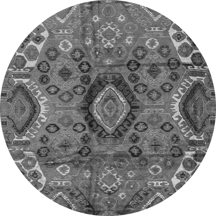 Round Machine Washable Southwestern Gray Country Rug, wshabs4530gry