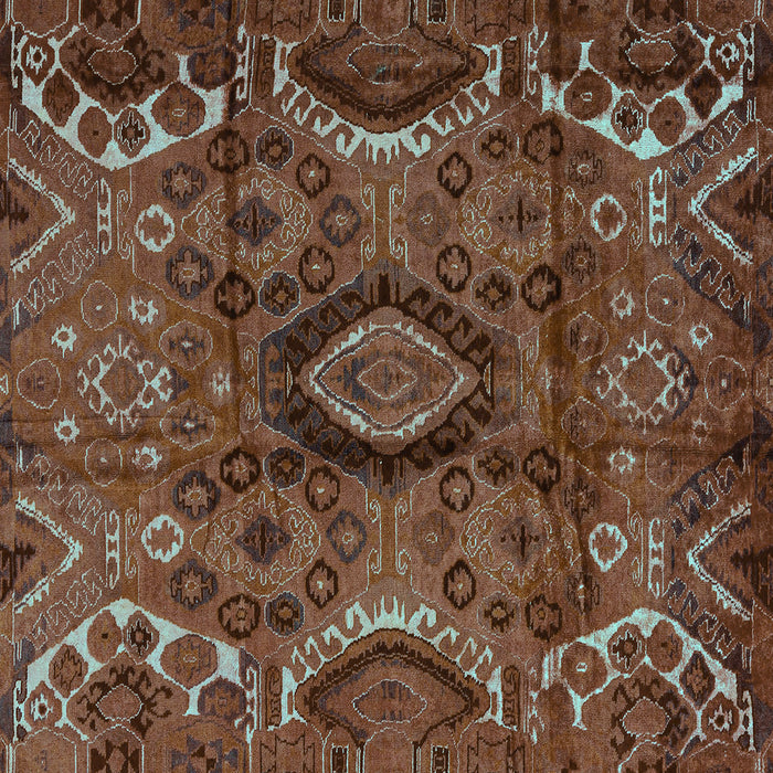 Square Machine Washable Southwestern Turquoise Country Area Rugs, wshabs4530turq