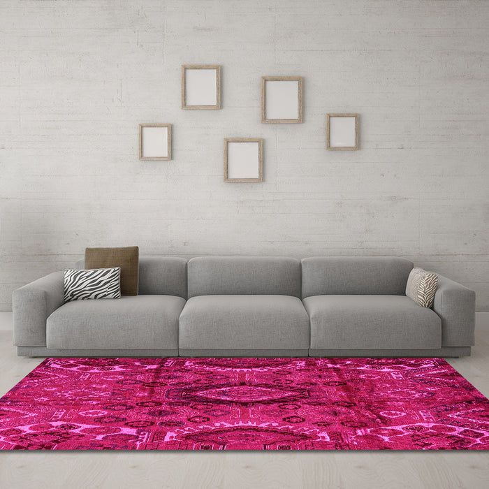 Machine Washable Southwestern Pink Country Rug in a Living Room, wshabs4530pnk