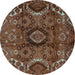 Round Southwestern Turquoise Country Rug, abs4530turq