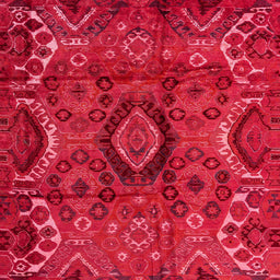 Square Machine Washable Abstract Red Rug, wshabs4530