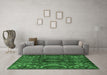 Machine Washable Southwestern Emerald Green Country Area Rugs in a Living Room,, wshabs4530emgrn