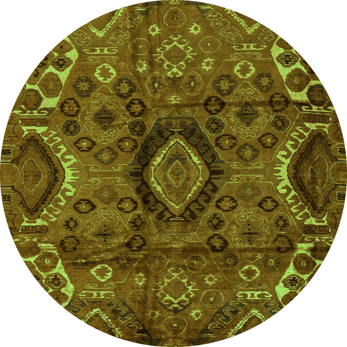 Round Southwestern Green Country Rug, abs4530grn