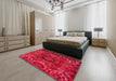 Machine Washable Abstract Red Rug in a Bedroom, wshabs4530