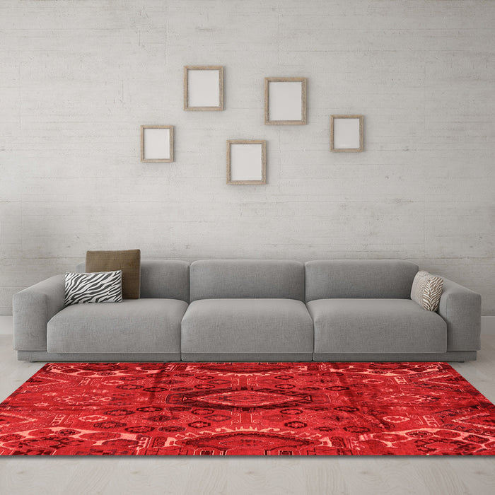 Machine Washable Southwestern Orange Country Area Rugs in a Living Room, wshabs4530org