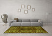 Machine Washable Southwestern Green Country Area Rugs in a Living Room,, wshabs4530grn